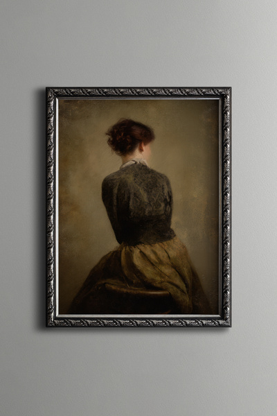 epiqart Woman Facing Backwards - Vintage Patterned Painting - Slim Model