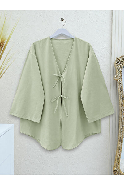 Hepsi Moda İki Bağlamalı Kimono - Mint Yeşili