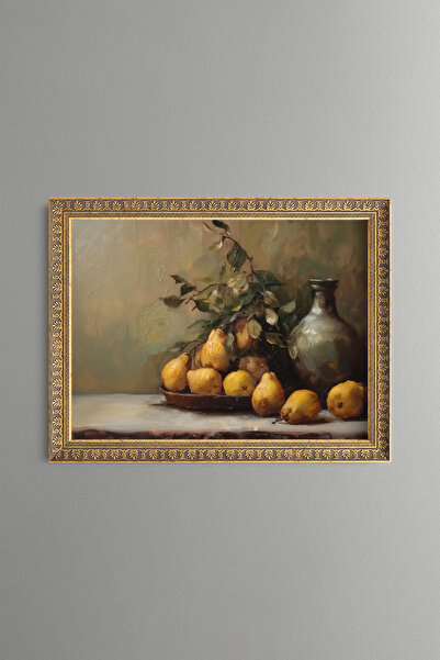 epiqart Yellow Pears Beside the Jug - Vintage Patterned Painting - Fine Model