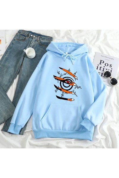 MITHRAS OUTDOORS Anime Eye Sweatshirt - Baby Blue Printed Oversize Sweatshirt...