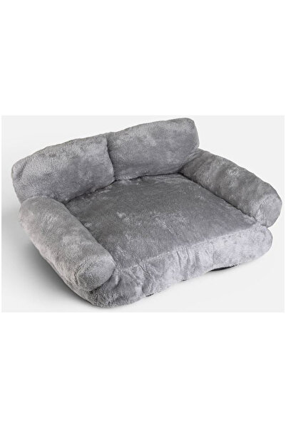 ELITECOMMERCEMARKET Culcus Tip Canapea Gri Catifelat pentru Caini 58x46x35cm