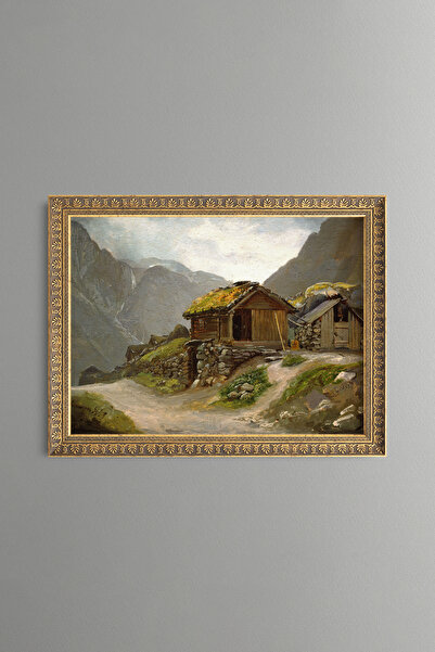 epiqart Mountain Houses Landscape - Vintage Patterned Painting - Fine Model