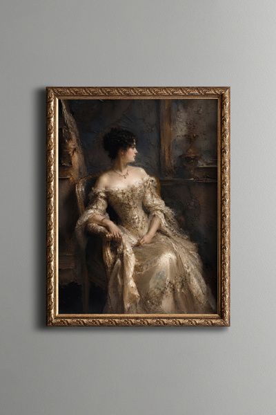 epiqart Elegant Woman - Vintage Patterned Painting - Slim Model