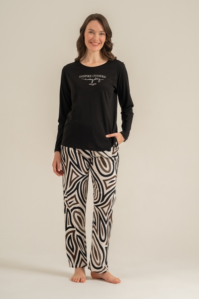 Pierre Cardin Cotton Modal Soft Textured Long Sleeve Women's Pajama Set
