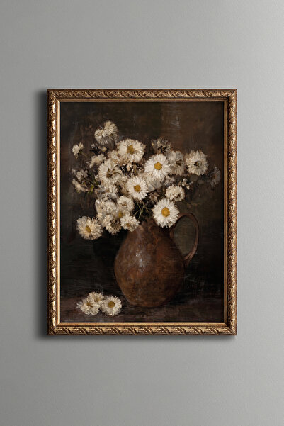 epiqart Daisies in a Copper Jug - Vintage Patterned Painting - Fine Model