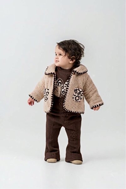 ESPADAKİDS Kız Bebek Ceketli İspanyol Paça Pantolonlu Leopar Cepli Kışlık 3’l...