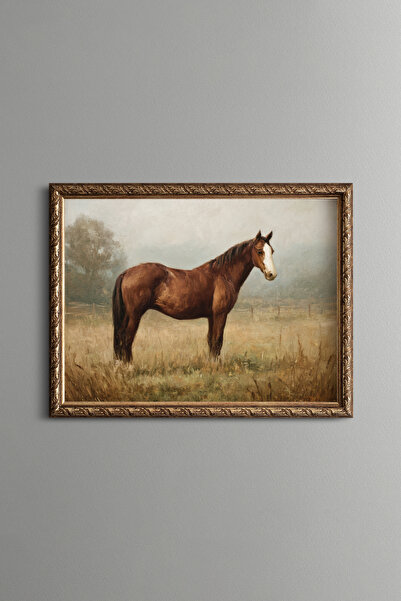 epiqart Brown Horse - Vintage Patterned Painting - Fine Model