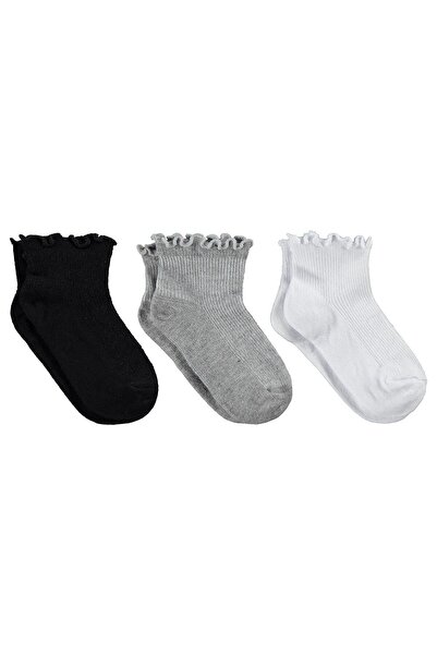 Civil Girls Bambu Basic Overlok 3-Piece Booties Socks for Girls 3-11 Years Old