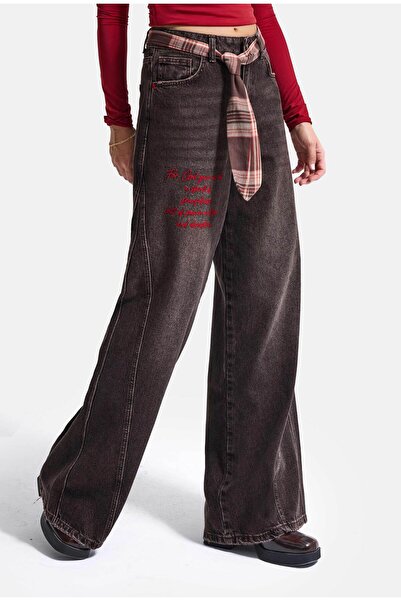 it's basic Kadın 4w6-156 Wide Leg Nakış ve Kravat Detaylı Özel Tasarım Denim ...