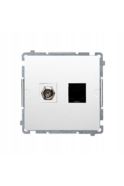 Kontakt-Simon Priză antenă tip F + RJ45 SIMON BASIC ALB
