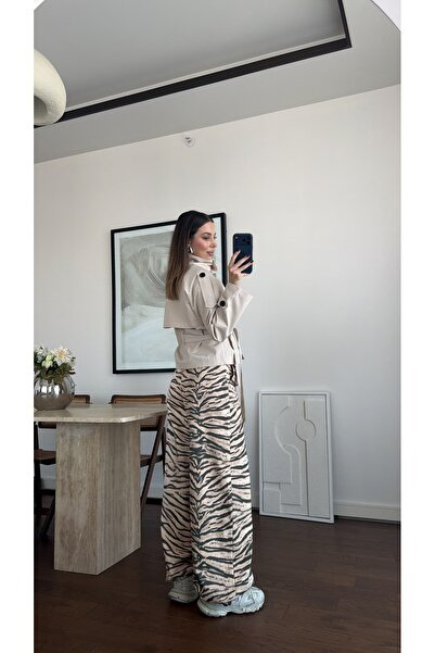 sinem kıvanç GABARDİN ZEBRA DESENLİ PANTOLON