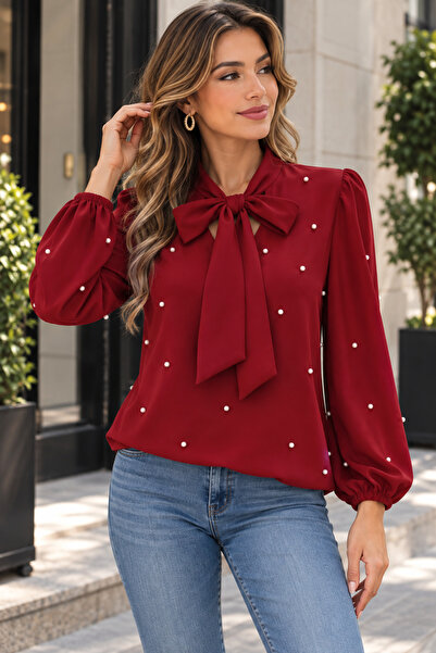 Kokosh moda Timeless Elegance Pearl Sophistication Women's Bow Collar Pearl D...