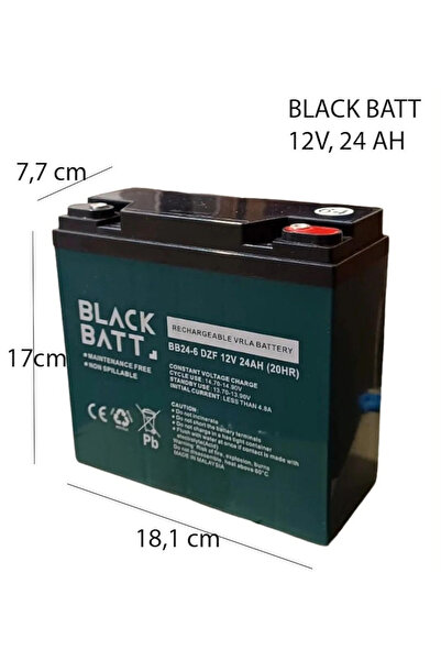 BLACK BATT 12 Volt 24 Amper 2026 HAZİRAN ÜRETİM Jel Elektrikli Motor Aküsü