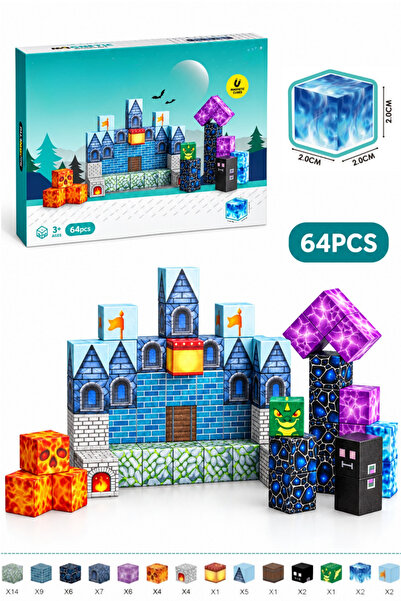 TUENGİ STORE Magnetic Building Cubes 64 Pieces Magnetic Building Blocks Set E...