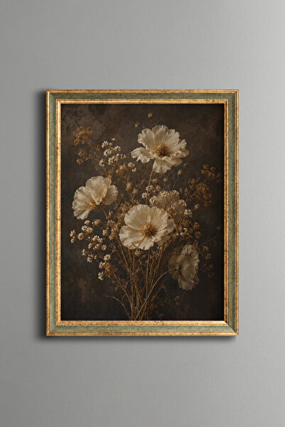 epiqart White Poppies and Wildflowers - Vintage Patterned Painting - Fine Model