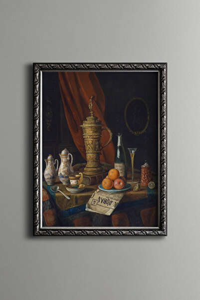 epiqart Still Life with Ornate Jug and Fruits - Vintage Patterned Painting - ...
