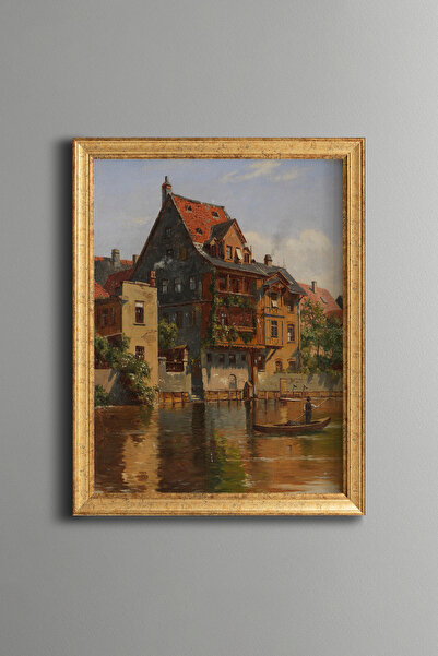 epiqart Historical Houses by the River - Vintage Patterned Painting - Fine Model