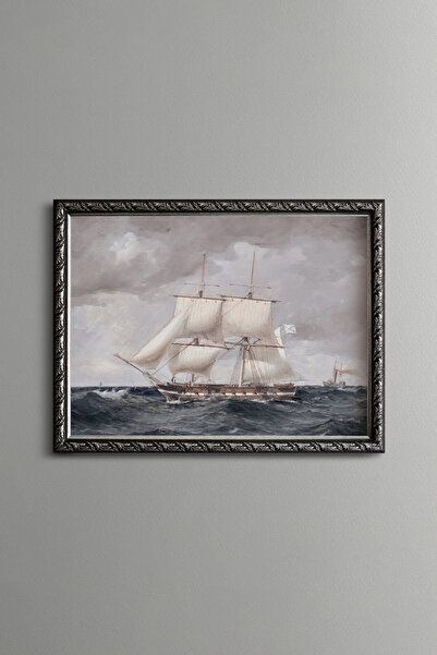epiqart Sailing Ship and Wavy Sea - Vintage Patterned Painting - Fine Model