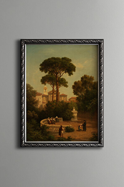 epiqart Italian Garden in the Shade of a Pine Tree - Vintage Patterned Painti...