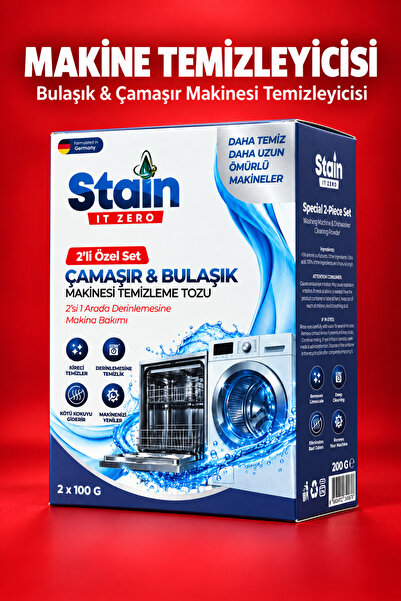 Stain İt Zero Çamaşır ve Bulaşık Makinesi Temizleyici 2’li Set – Kireç, Yağ v...
