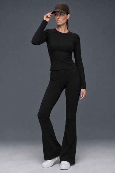 soft&basic Women's Long Sleeve Athlete Body Shaper Bodycon Spanish Leggings Set