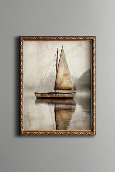 epiqart Sailboats in Foggy Waters - Vintage Patterned Painting - Fine Model