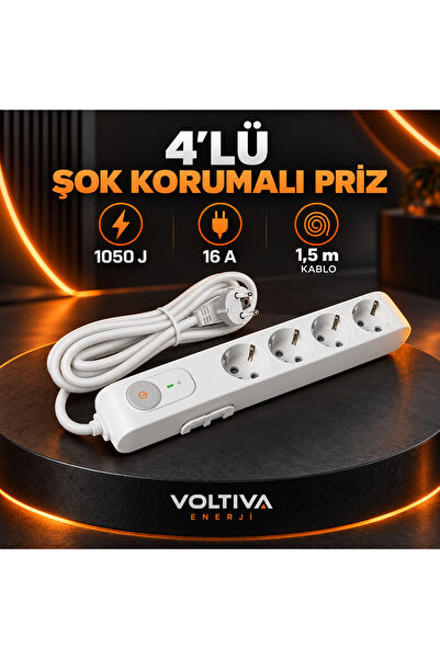 VİKO 4’lü Anahtarlı Şok Korumalı Topraklı Uzatma Prizi 1,5 Metre Çocuk Korumalı