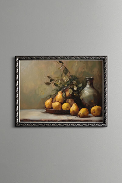 epiqart Yellow Pears Beside the Jug - Vintage Patterned Painting - Fine Model
