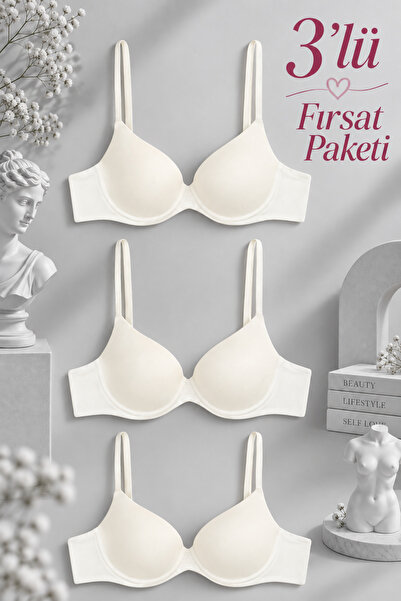 Wonna 3-Piece Women's Gathering Bra Set, Non-Padded and Non-Support Micro Bra...