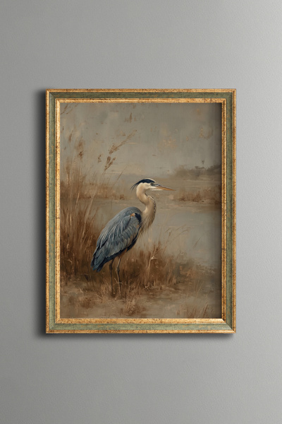 epiqart Herons - Vintage Patterned Painting - Fine Model