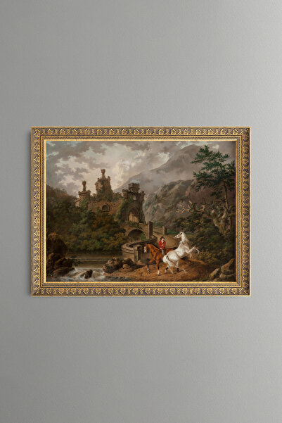 epiqart Horses and Rider on the Castle Bridge - Vintage Patterned Painting - ...