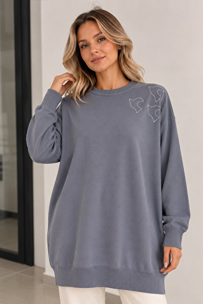 benguen Embroidered Mercerized Tunic N3315 Gray