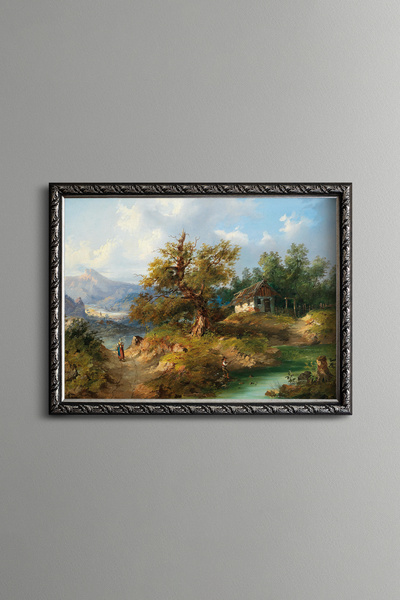 epiqart Village Life by the River - Vintage Patterned Painting - Fine Model