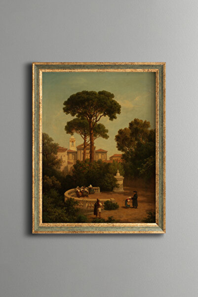 epiqart Italian Garden in the Shade of a Pine Tree - Vintage Patterned Painti...