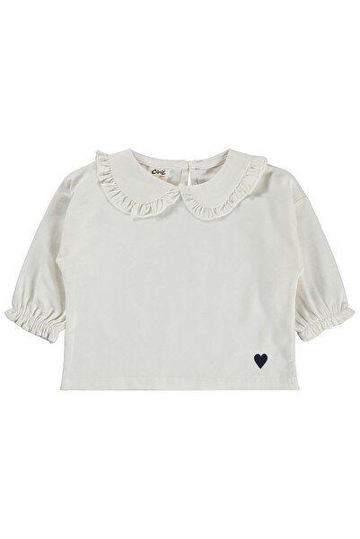 Civil Baby Baby Collared Heart Embroidery 6-18 Months Sweatshirt - Ecru