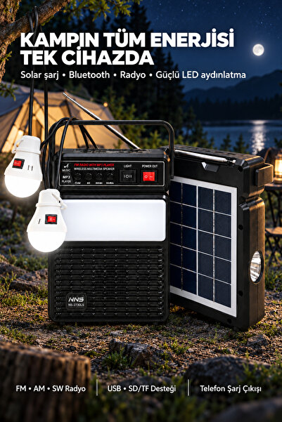 Zineets Taşınabilir Solar Blutooth Hoparlör Ve USB Şarjlı Led Ampül Outdoor K...