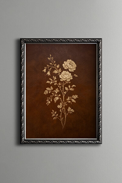 epiqart Sepia Rose Branch - Vintage Patterned Painting - Fine Model