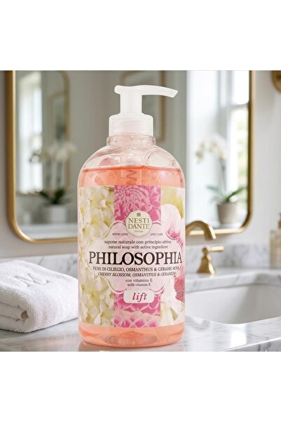Nesti Dante Philosophia Lift Bath & Shower Gel 500ml - Handcrafted Italian Luxury Body Wash with Cherry Blossom, Osmanthus & Geranium, Firming, Moisturizing & Revitalizing Skincare