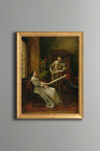 epiqart Chat in the Painter's Workshop - Vintage Patterned Painting - Fine Model
