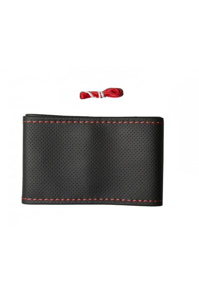 DELUXETUNING Husa auto volan camion, imititatie piele neagru perforata cu ac ...