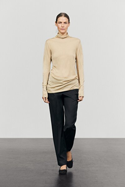 Massimo Dutti Uzun balıkçı yaka %100 ipek kazak