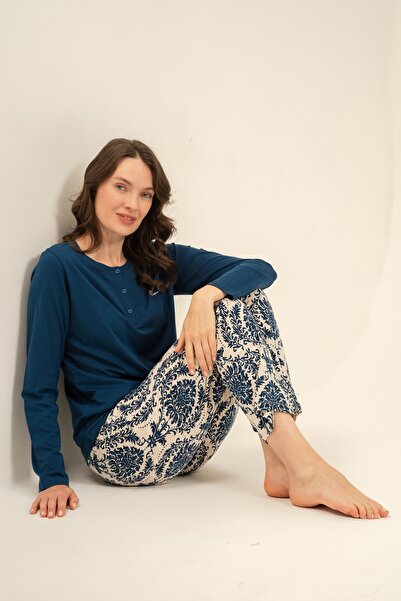 Pierre Cardin Cotton Modal Soft Textured Long Sleeve Women's Pajama Set