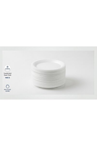 Şahin 20 cm Yuvarlak Açık Köpük Tabak - Mod 33 Servis Tabağı (100'lü Paket)