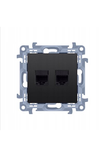 Kontakt-Simon Priză computer duală pentru internet 2xRJ45 negru mat Contact S...
