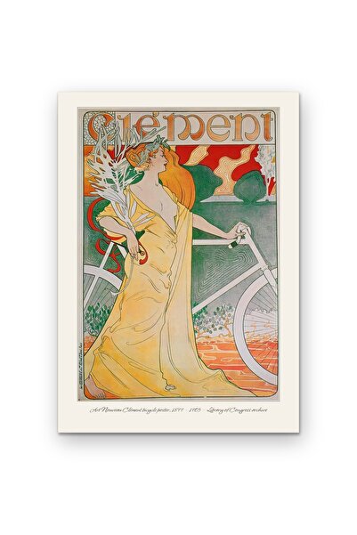 OEM Poster Cardboard 250g A4, Vintage Art Nouveau Poster Bicycle Clement 1899...