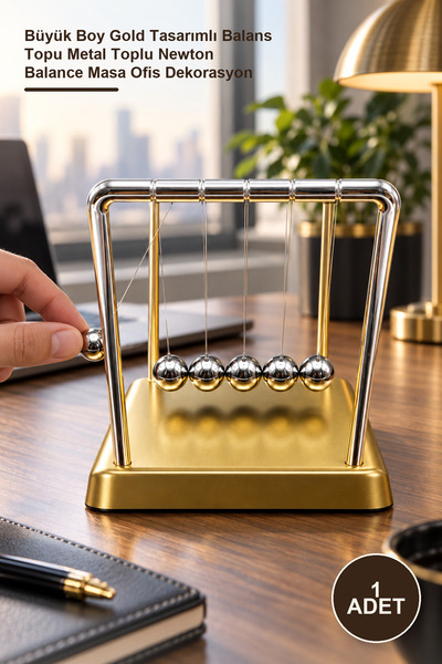 Yenilig 1 Piece Newton Balance Ball – Large Size Gold Design Balance Ball Met...