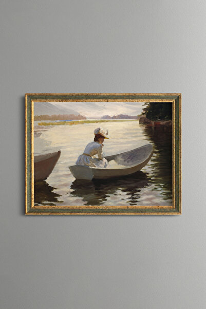 epiqart Young Woman in the Lagoon - Vintage Patterned Painting - Slim Model