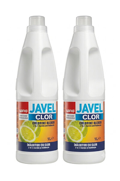 Sano Două flacoane de Javel Clor cu miros de Lamaie, un înălbitor cu clor lic...