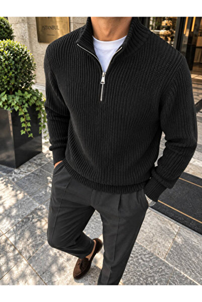 viyamen Men's half-zip knitwear with stand collar