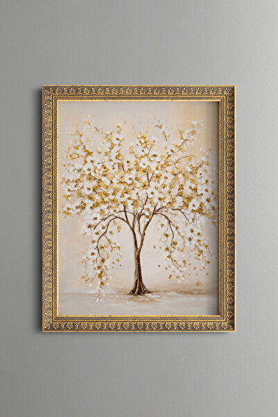 epiqart White Flowering Tree - Vintage Patterned Painting - Fine Model